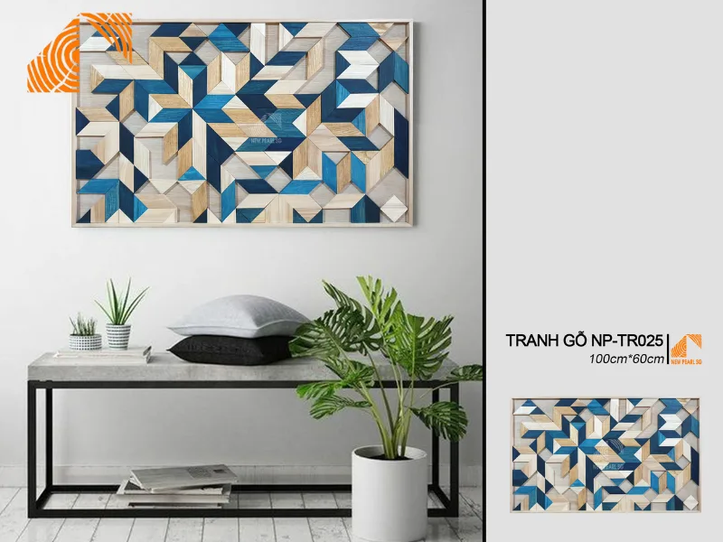 Mẫu tranh gỗ Mosaic nghệ thuật treo phòng khách