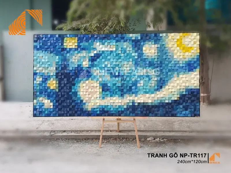 họa tiết tranh gỗ Mosaic nghệ thuật treo phòng khách