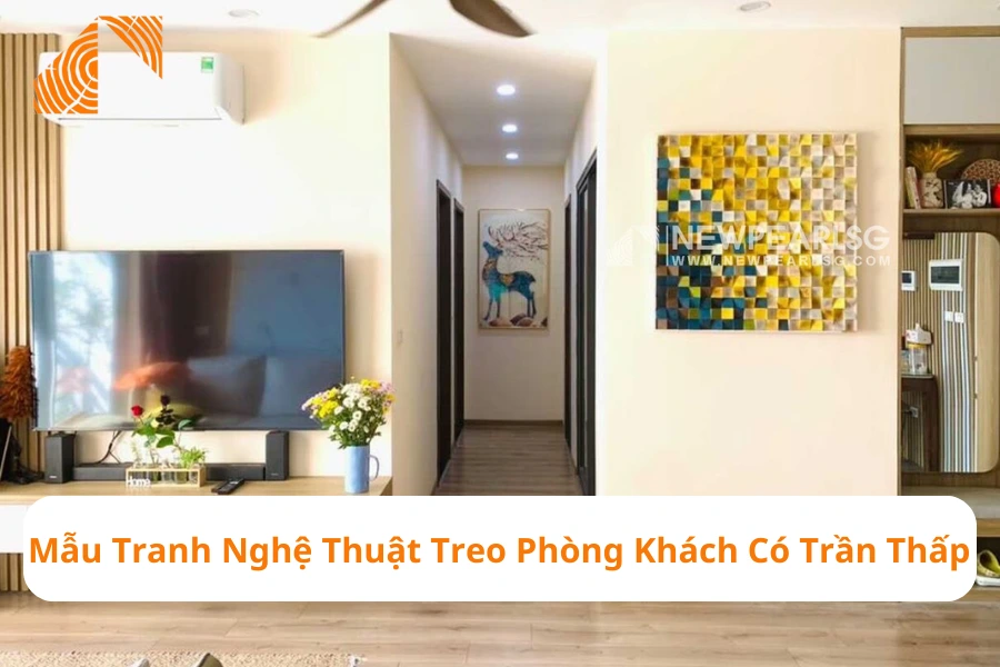 Mẫu Tranh Nghệ Thuật Treo Phòng Khách Có Trần Thấp 