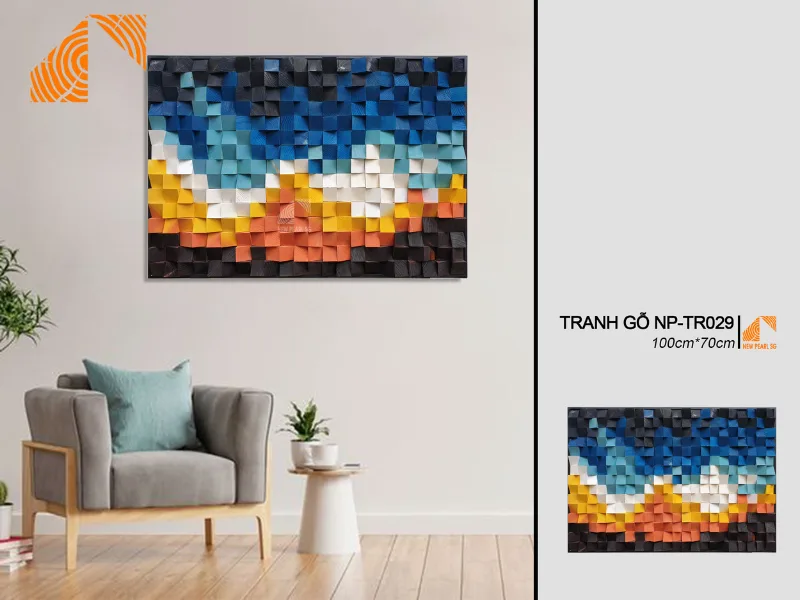 tranh gỗ mosaic nghệ thuật phong cách hiện đại 