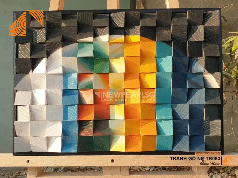 họa tiết tranh gỗ Mosaic nghệ thuật treo phòng khách