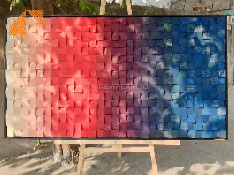 ứng dụng tranh gỗ Mosaic nghệ thuật treo phòng khách