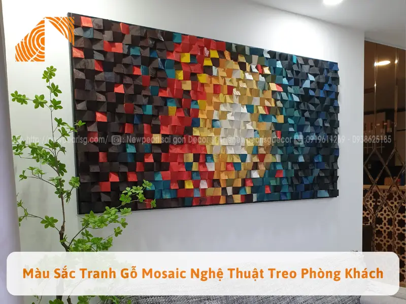 Màu Sắc Tranh Gỗ Mosaic Nghệ Thuật Treo Phòng Khách