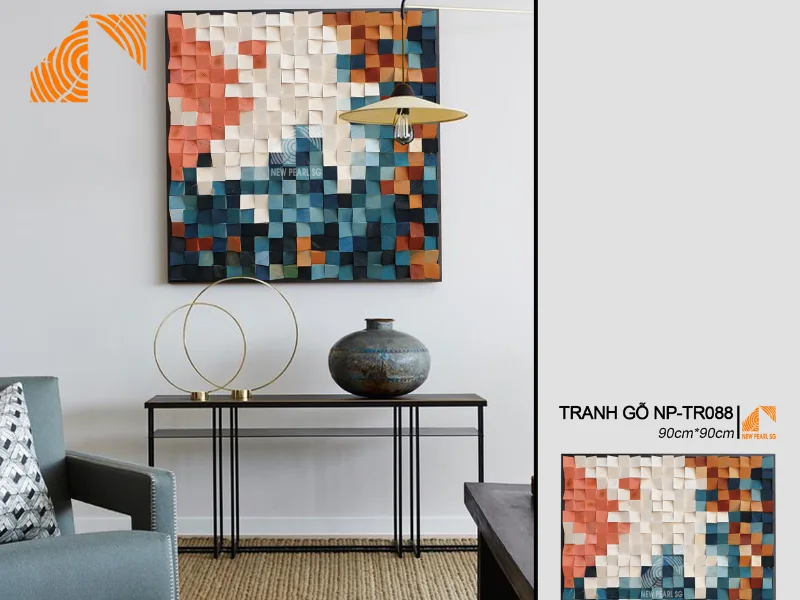 ưu điểm tranh gỗ Mosaic nghệ thuật treo phòng khách