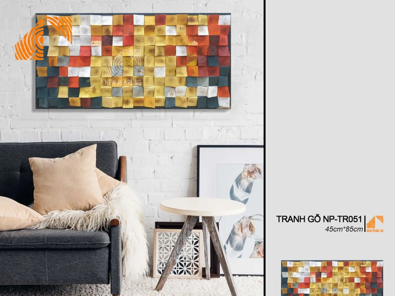 vệ sinh tranh gỗ Mosaic nghệ thuật treo phòng khách