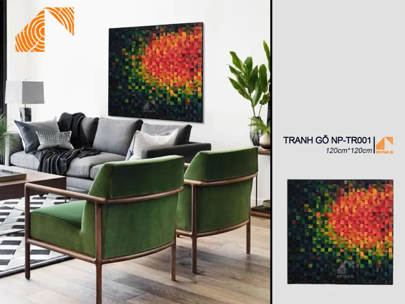 tranh gỗ mosaic nghệ thuật phong cách hiện đại 