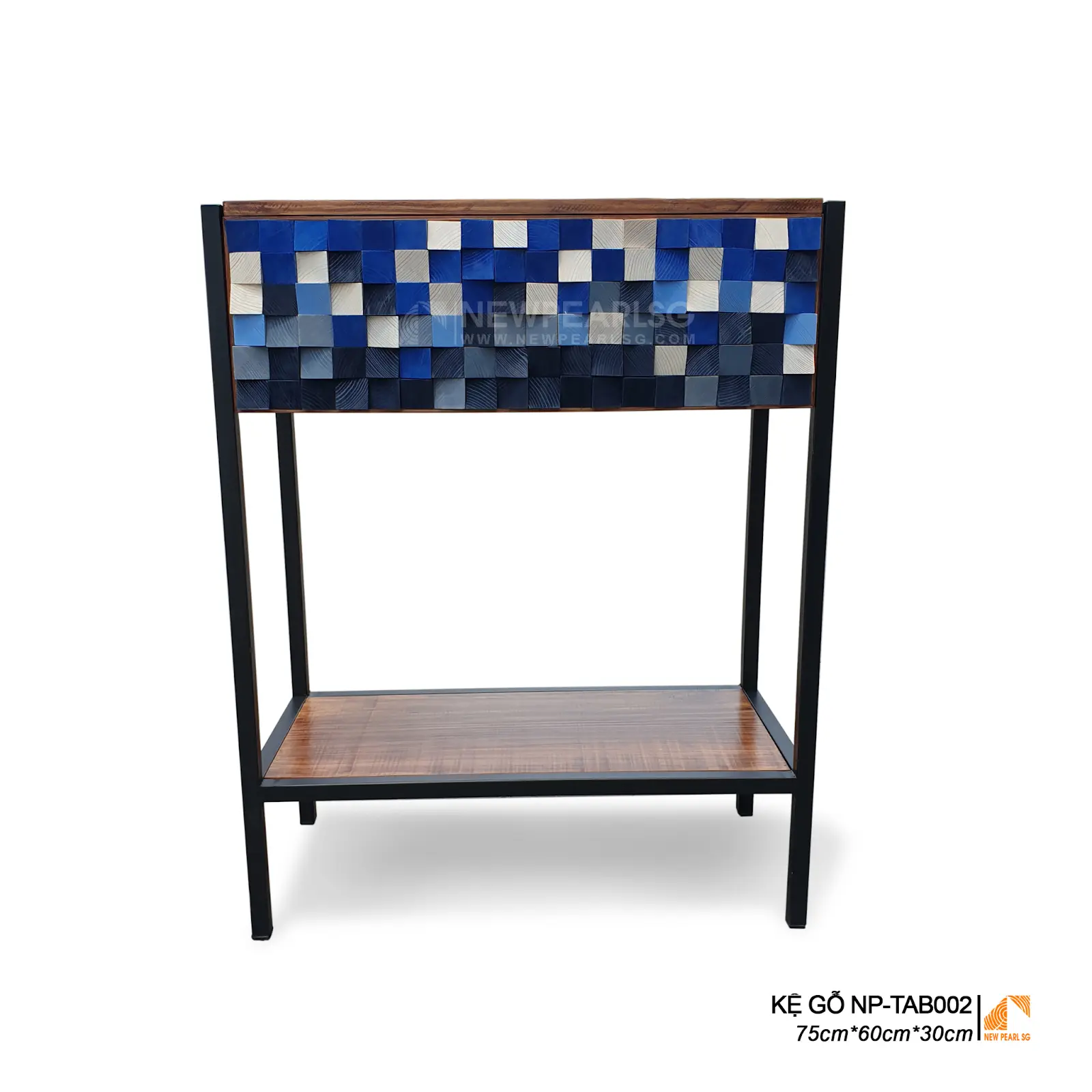 tủ console gỗ ghép mosaic