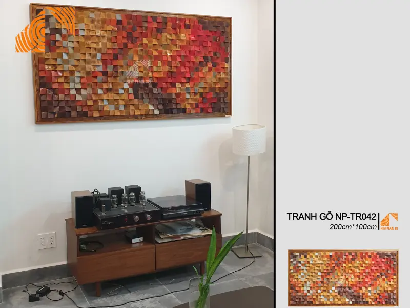 mẫu tranh gỗ mosaic trừu tượng 