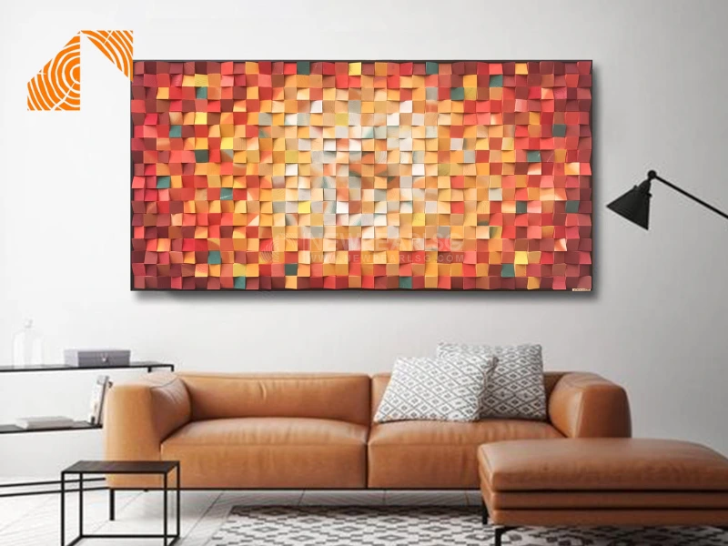 họa tiết tranh gỗ Mosaic nghệ thuật treo phòng khách