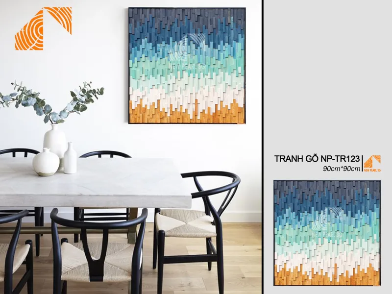 Giá tranh gỗ Mosaic nghệ thuật treo phòng khách 