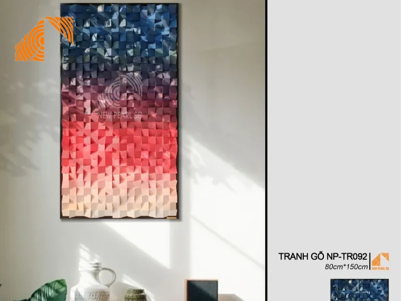 chất liệu tranh gỗ Mosaic nghệ thuật treo phòng khách