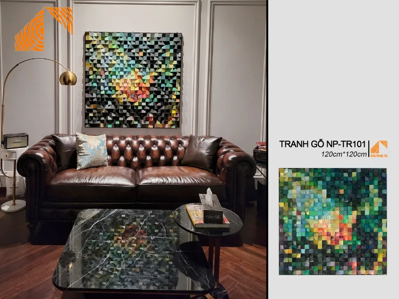 ưu điểm tranh gỗ Mosaic nghệ thuật treo phòng khách