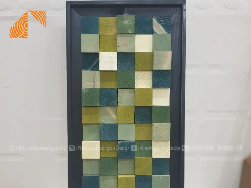 phong cách tranh gỗ Mosaic nghệ thuật treo phòng khách