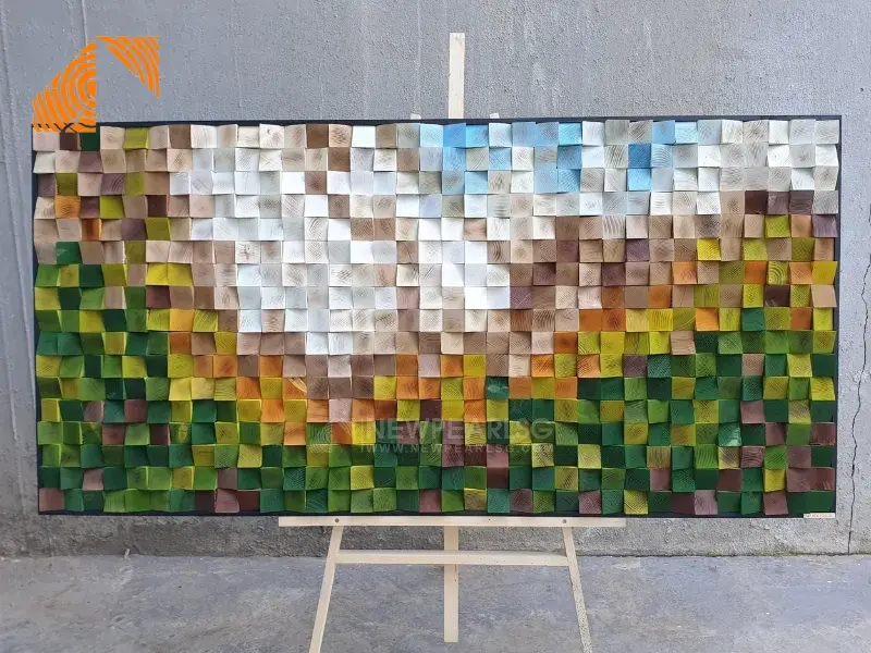 so sánh tranh gỗ Mosaic nghệ thuật treo phòng khách