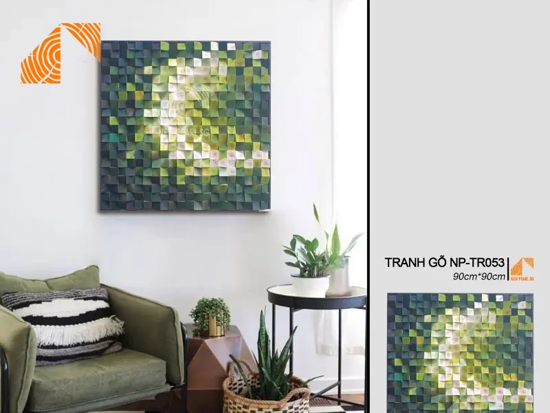 vệ sinh tranh gỗ Mosaic nghệ thuật treo phòng khách