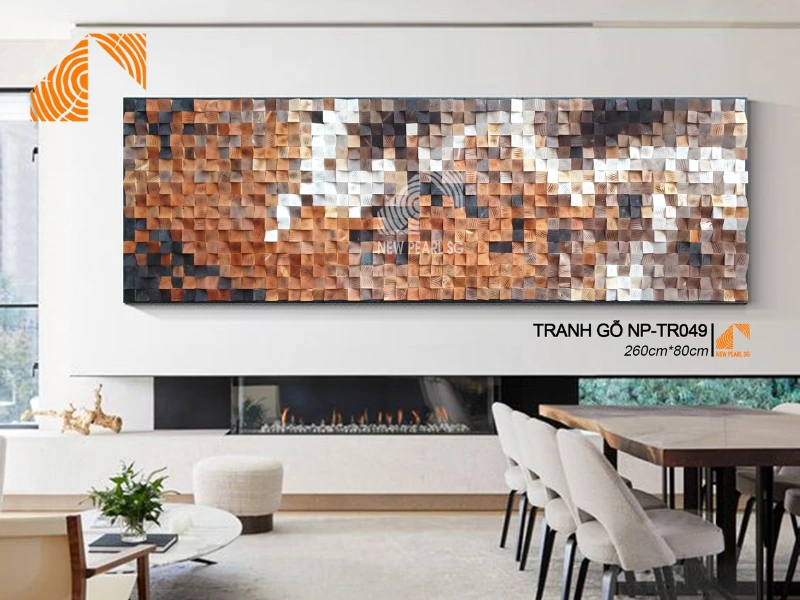 vệ sinh tranh gỗ Mosaic nghệ thuật treo phòng khách