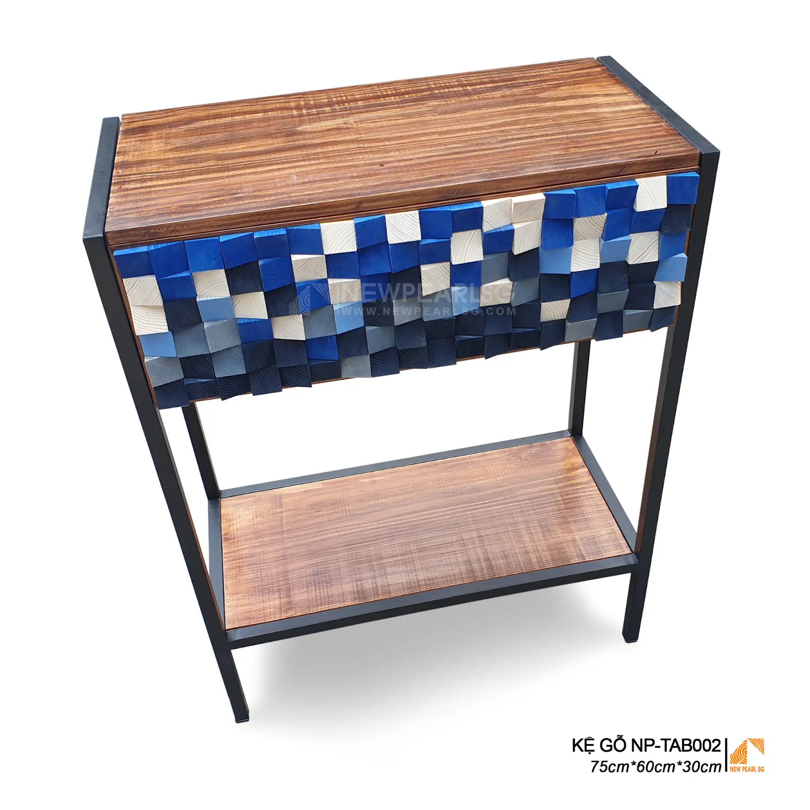 tủ console gỗ ghép mosaic