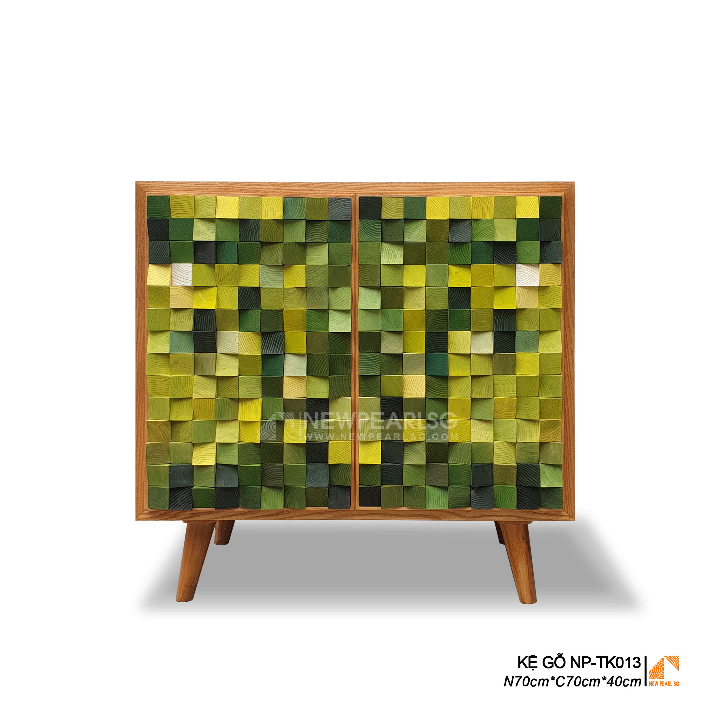 Tủ console mặt cánh gỗ ghép mosaic NP-TK013
